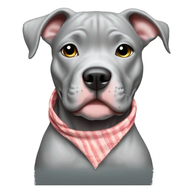 Solid Grey pitbull puppy wearing handkerchief sticker