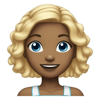  black american girl, with blue eyes and tied up blonde hair, waving her hand sticker