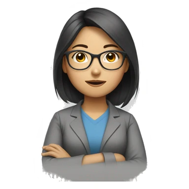 Asian girl wearing glasses working hard sticker