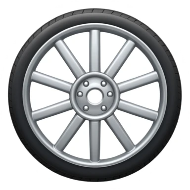 Realistic front-view wheel with perfectly symmetrical design, evenly spaced straight spokes, equal distance between each spoke, centered composition, smooth metallic texture, clean edges, no background. sticker