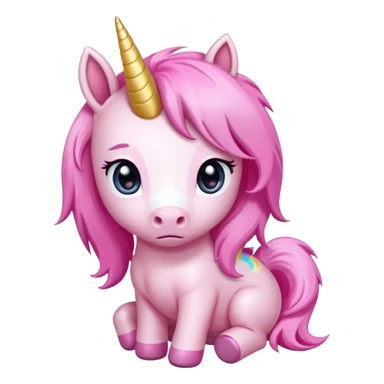 Cute sad anime pink baby unicorn 
 sticker