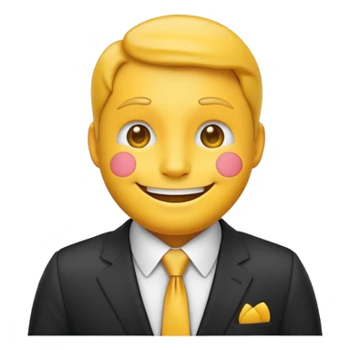 yellow face emoji wearing a suit and tie sticker