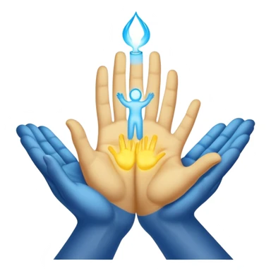 a normal hand being held by 2 hands, a glowing blue hand and a glowing yellow hand souls... hope and comfort from the past and futur sticker