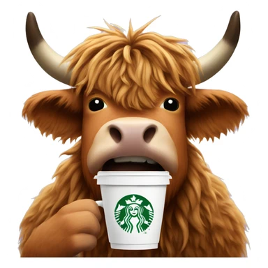 Highland cow drinking Starbucks  sticker