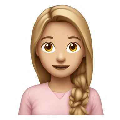 Teenager girl long light Brown hair light-pink shirt sticker