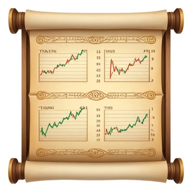 ancient scrolls with trading charts on the screen sticker