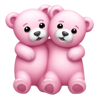 pink pastel two teddy bears hugging sticker