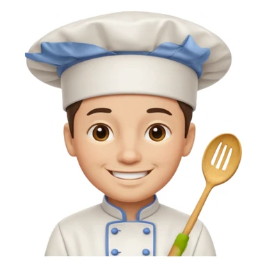 smiling chef wearing a white hat sticker