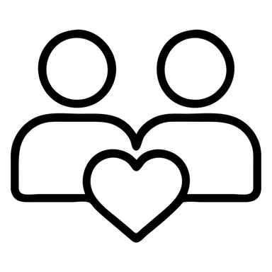 two people side by side with a heart, clean lines icon, no text sticker