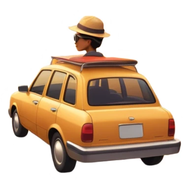 A parked car rests on the side of a long with a person outside , empty road stretching toward a golden sunset. The sky glows with warm colors, and the landscape ahead feels open, peaceful, and full of promise. love  sticker