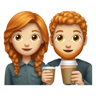 ginger hair girl and brown eyes and boy having a coffe sticker