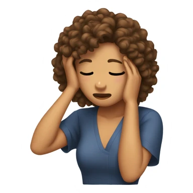 girl with tan skin and curly brown hair doing a facepalm sticker