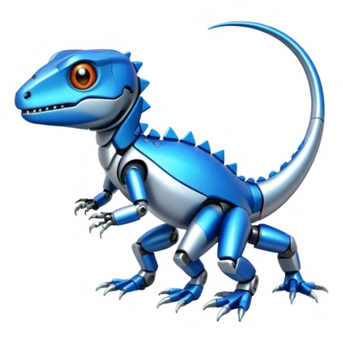 robotic lizard with shiny metallic body, expressive face, simple and bold design sticker