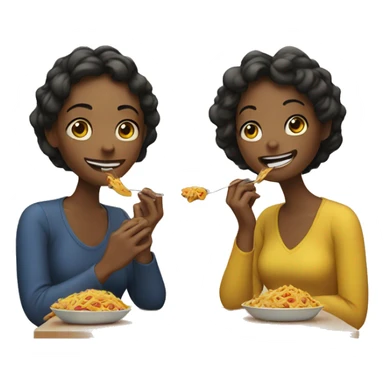 2 women eating food sticker