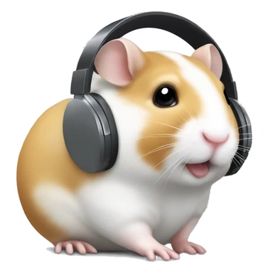 Hamster wearing white headphones  sticker