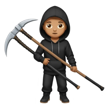 crane en capuche noir avec une faux sticker