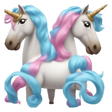a unicorn with pink and blue hair sticker