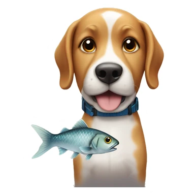 Dog with a fish sticker