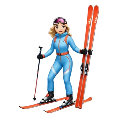 Woman Skiing , Background Matterhorn sticker
