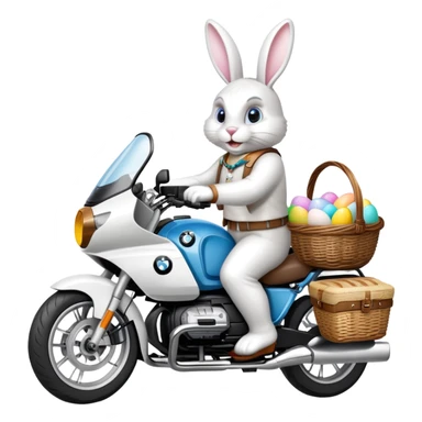 Easter bunny riding a BMW boxer motorcycle sticker