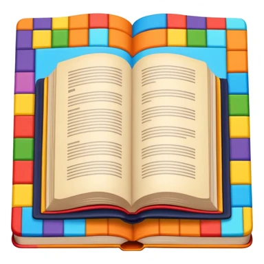 an open book with a dark cover. on the pages of the book, there are examples of tiles in bright colors sticker