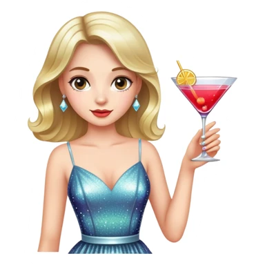 Girl wearing a sparkly dress with drinks  sticker