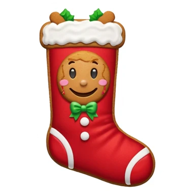 gingerbread cookie in red chrismast sock shape sticker