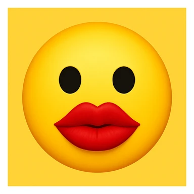 yellow face emoji with bold red lips sticker