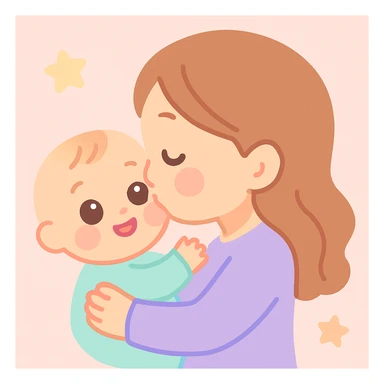 mother kissing her baby, tender ambiance, soft and warm style sticker