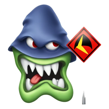 goofy danger warning sign monster sticker