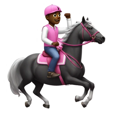 black guy riding a pink horse playing on the ps5 and in the same moment trading on the forex sticker