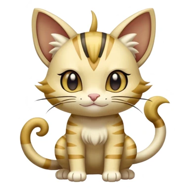 Shiny Cute Adorable Meowth-Delcatty-Bayleaf-Hybrid-Creature with pattern-markings sticker