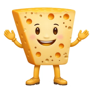 A cheese with arms and legs and gritted teeth sticker
