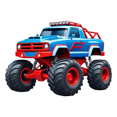 Avenger - Monster Jam (Model Year: 2021) (Iconic colour: Blue and red) - A dynamic monster truck with a split-color scheme: predominantly blue accented by bold red elements. Focus on strong, angular lines and vivid contrasting colors that evoke high energy and a futuristic, rebellious style. sticker