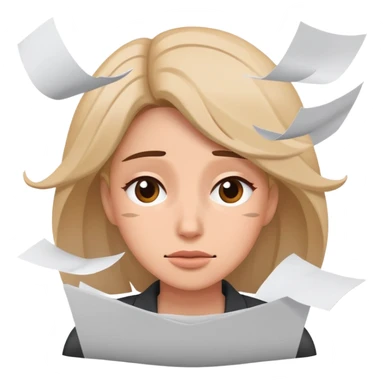 tired woman with flying papers around her sticker