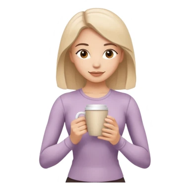 Girl in beige Pilates style holding coffee in her hands sticker