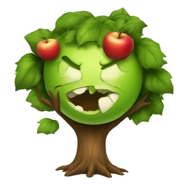 Angry apple bites the good tree sticker