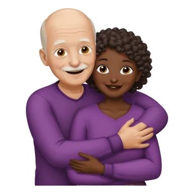  White no hiar Old man hugging dack skin curly hair woman sticker