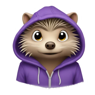 Stressed hedgehog in purple hoodi sticker