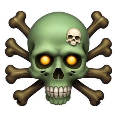 a poisonous cloud of gas, dark swamp color, with an image of a skull and two crossed bones behind the skull sticker