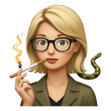 can you create a sneaky bitch SNAKE with big glasses smoking a cigarrette? the SNAKE needs to have dirty blonde hair sticker
