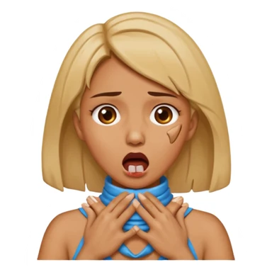 female choking her neck with hands with mouth opened emoji sticker