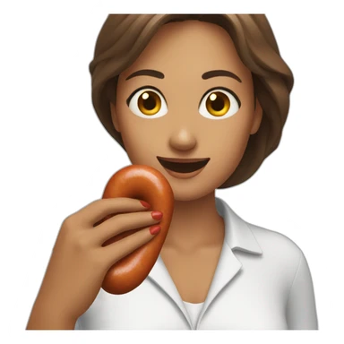Woman grabbing a sausage sticker