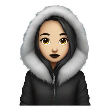 Goth girl in winter coat with fur hood sticker