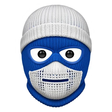 ski mask blue and white on half  sticker
