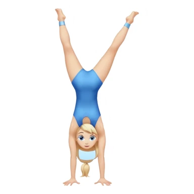 girl gymnast with blonde hair and blue eyes, doing a handstand sticker
