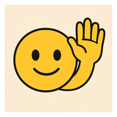 yellow face with raised hand sticker