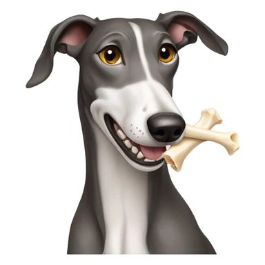 dog breed Russian greyhound holds a bone in its teeth sticker