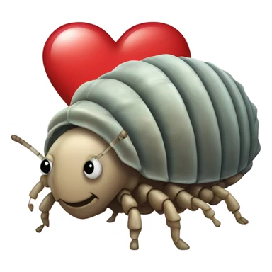 Isopod holding a heart sticker