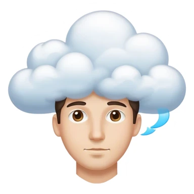 a man that has a dream cloud for a head sticker
